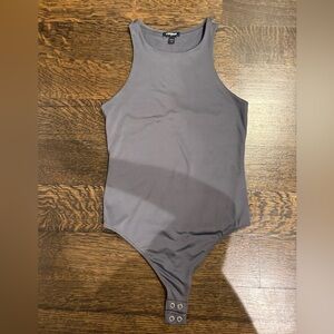 Express Gray XS High Neck Bodysuit